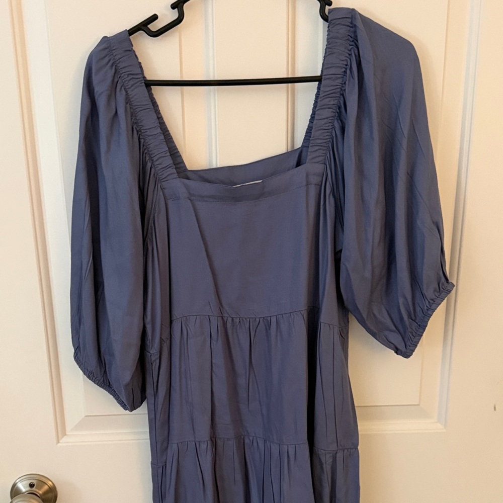 Women's Square Neck Puff Sleeve Dress - Picture 3 of 3